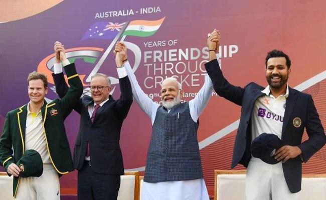 ऑस्ट्रेलिया और भारत के बीच टेस्ट मैच में साक्षी बने दोनों देश के प्रधानमंत्री