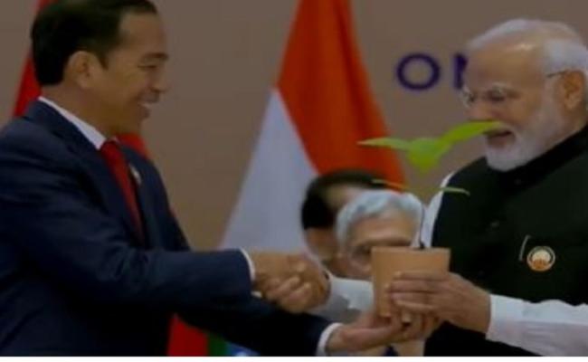 जी-20ः इंडोनेशिया और ब्राजील के राष्ट्रपति ने प्रधानमंत्री मोदी को पौधा भेंट किया