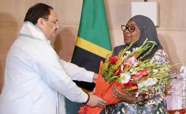 नड्डा ने तंजानिया की राष्ट्रपति से की मुलाकात