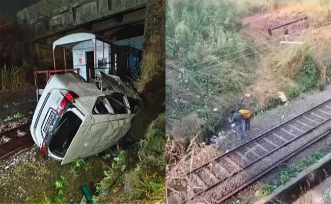 महाराष्ट्र के कर्जत में रेलवे ट्रैक पर गिरी कार मालगाड़ी से टकराकर क्षतिग्रस्त, 3 लोगों की मौत