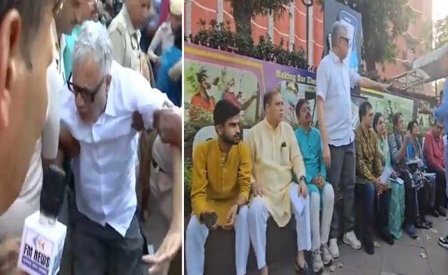 आयोग के दफ्तर के बाहर तृणमूल कांग्रेस का धरना, पुलिस ने हिरासत में लिया